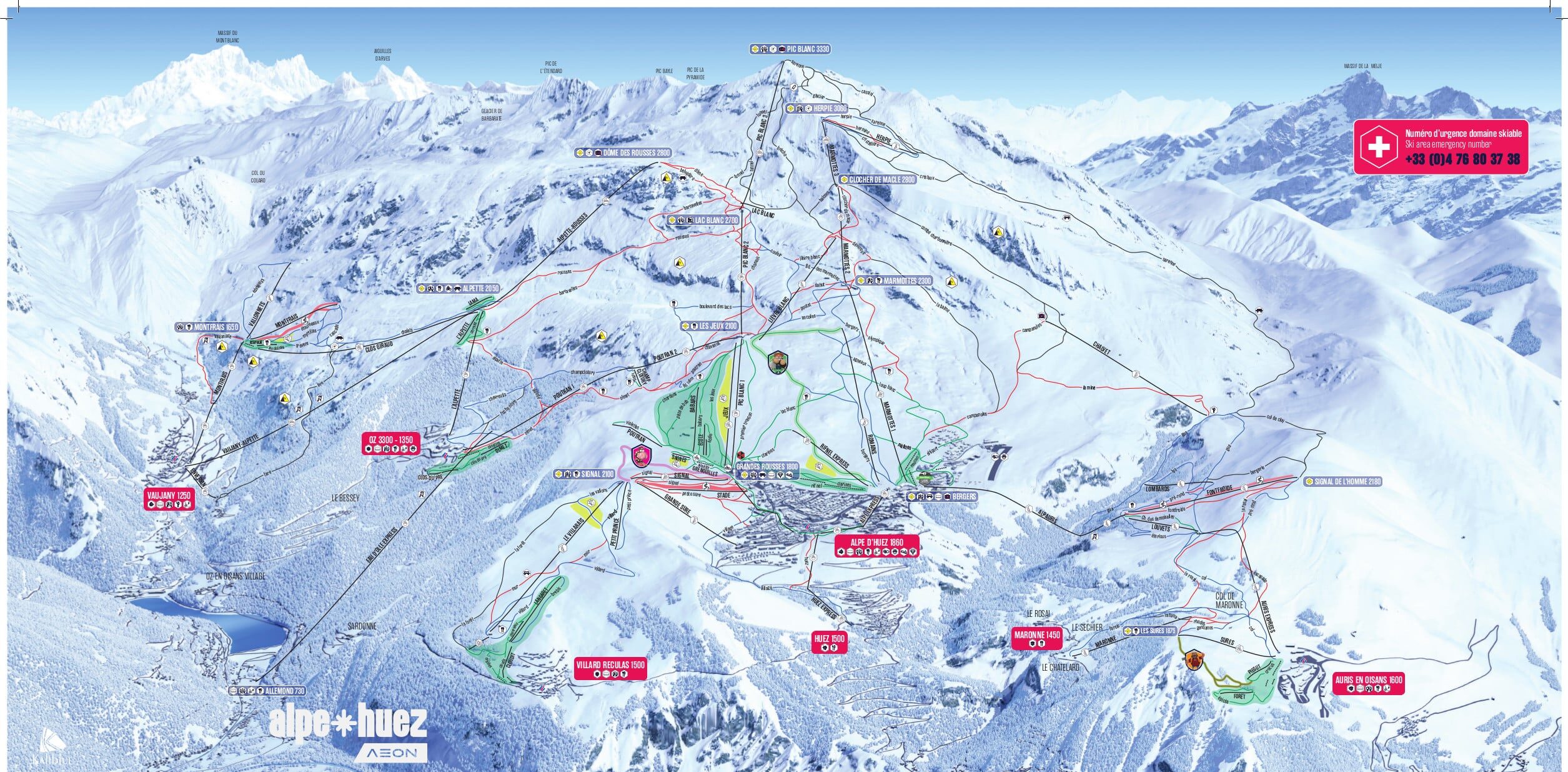 Alpe d’huez Piste Ski Map 2024-25